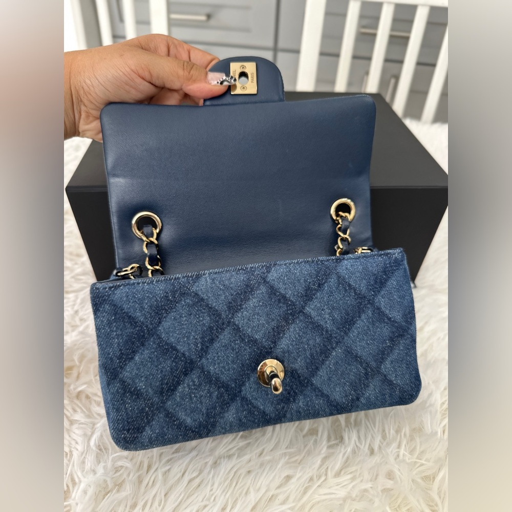 CHANEL Dark Denim Mini Classic Flap - Picture 9 of 11